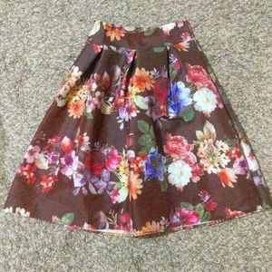 Knee length floral circle skirt